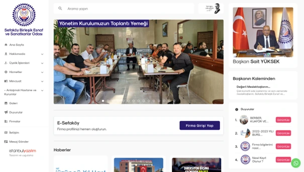 Sefaköy Birleşik Esnaf Odası Yönetim Sistemi